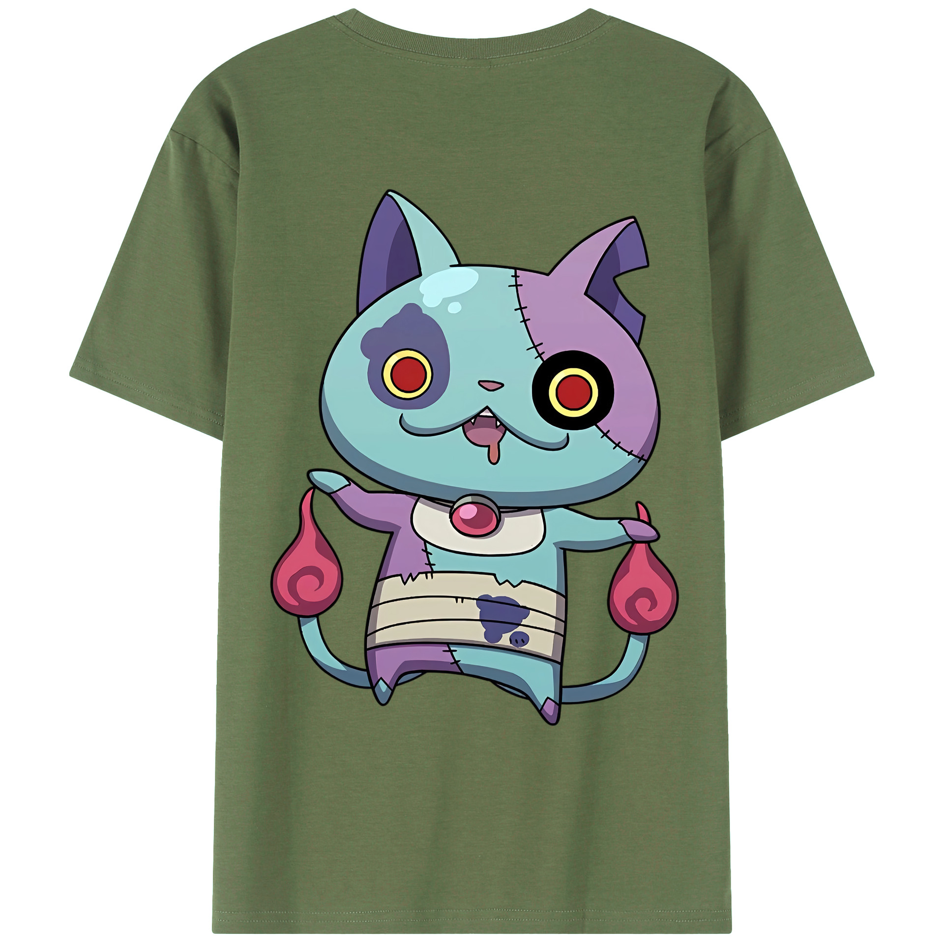 （画像用） 妖怪ウォッチ Yo-kai Watch 綿100％ メンズ半袖Tシャツ（バックプリント） 通気性